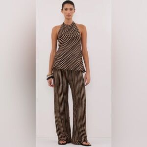 DISSH Tan Striped Halter & Pants Set - Sz 2